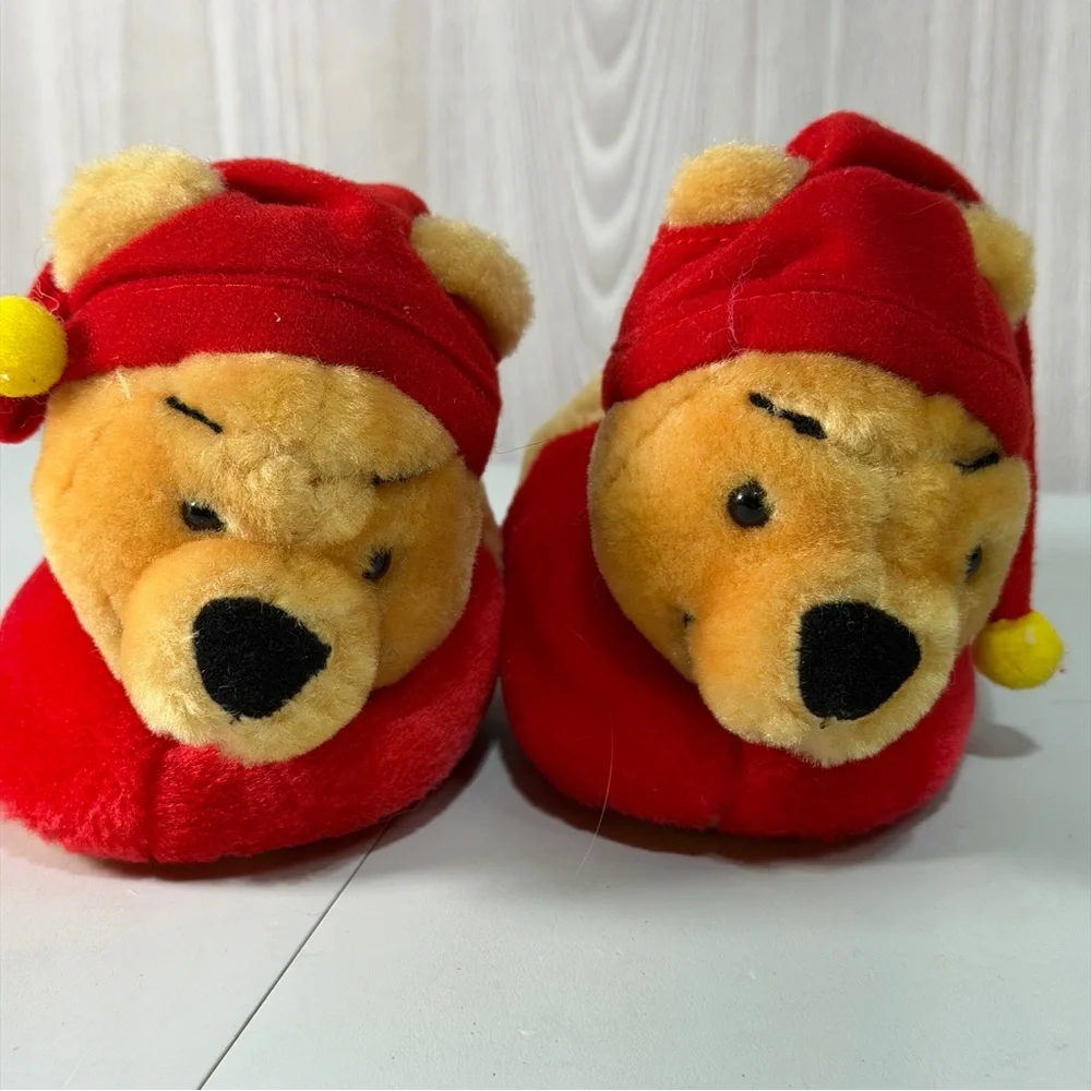 Vintage Winnie The Pooh Bear‎ Sleepy Time Bedtime Plush Slippers Baby Size 1/2